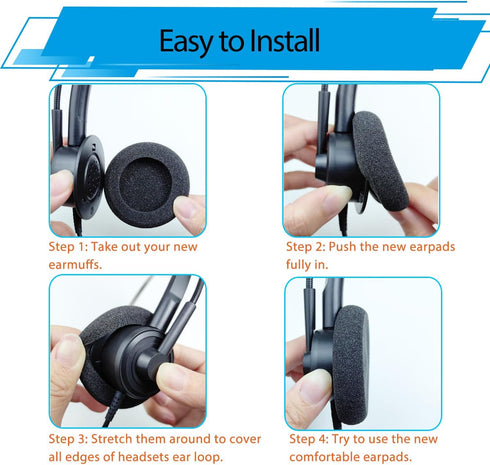 Foam Ear Cushions Replacement for Plantronics Headset, 6 Pack for HW251N HW261N HW510 HW520 Blackwire 3210 3220