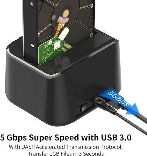 GODO 3.0 2.5/3.5 inch (5 Single Hard Drive Docking Station USB to SATA III for HDD SSD, External Hard Drive Dock