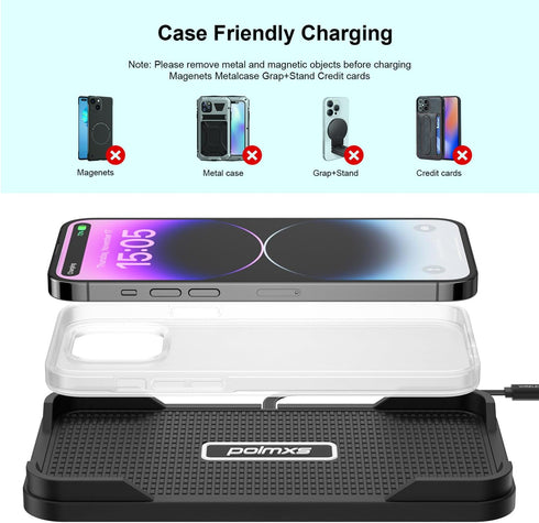 POLMXS 15W 11/12/12/14/15 S21/S22/S23/24 (C12Y) Wireless Charger Car Charging pad, Fast Wireless Phone Charger Cell