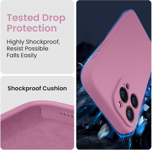 FireNova iPhone 15 Pro Max Case, Lilac Purple Silicone, 6.7", with Camera Protection & 2 Screen Protectors,