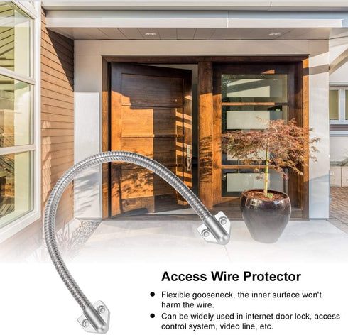 Armored Door Cord, 17.7 Electrified Commercial Exit Doors Door Security Alarmed Door Wire Conduit Wire Cover Cable Protector for Access Control System Video Doorbell, 0.5 Diameter