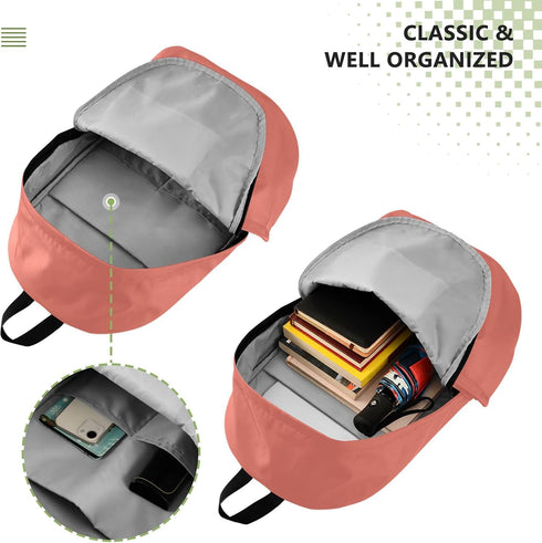Daypacks Backpack 15.6 inch Backpack Salmon Casual Laptop for Women & Men Fits Tourism Busines