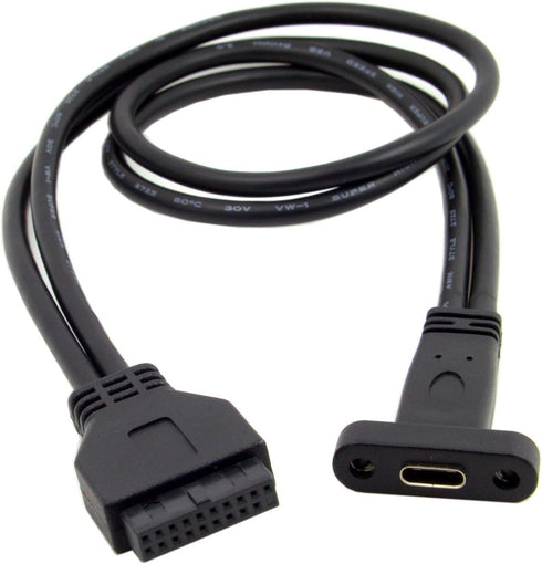 cablecc Single Port USB 3.1 Type C USB-C Female to USB 3.0 Motherboard 19pin Header Cable, 40cm
