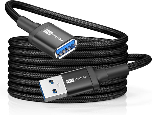 ITD ITANDA 10FT USB 3.0 Extension Cable, Type A Male to Female, 5Gbps for Keyboard, Mouse, Xbox, Printer, Camera (Black)