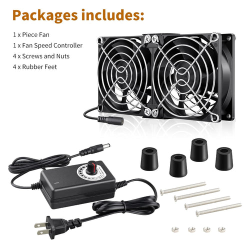 80mm 25mm 110V 120V 240V Wathai x Computer Fan with AC Plug, Dual Ball Big Airflow Variable Speed Controller AC