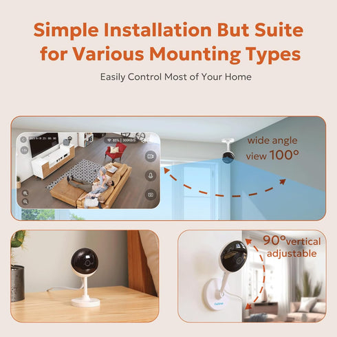 owltron Indoor Security Camera 2K, 2.4GHz WiFi Baby Monitor with Motion/Cry Detection, Night Vision, 2-Way Audio