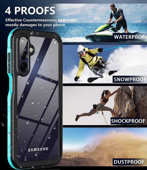 Waterproof Case for Samsung Galaxy A15 5G, Built-in Screen Protector, 360° Full Body Shockproof Heavy Duty Case, Teal