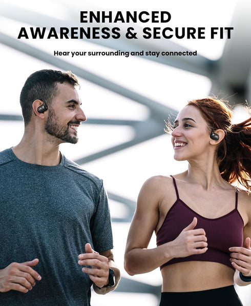 Open Ear Bluetooth 5.3 Headphones, 30H Playback, Lightweight Wireless Earbuds with Ear-Hook for Running, Black
