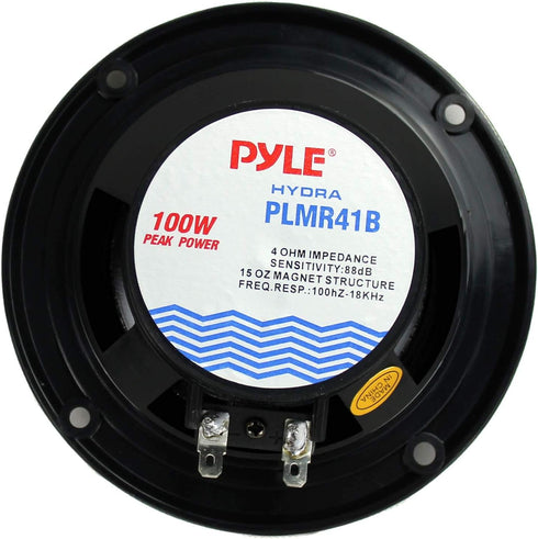 Pyle 4 PLMR41B 4" 200W Dual Cone Waterproof Marine Boat Stereo Speakers, 2 Pairs
