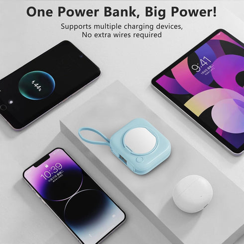 LUCKYDUO 10000mah 2 Pack,Portable Pack, powerbank Built in Cables, LED Display Fast Charging Battery Charger