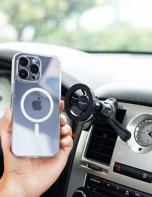PROfezzion Deluxe Metal Version for MagSafe Car Mount, 2 in 1 Combo Magnetic Phone Holder for Car Compatible with