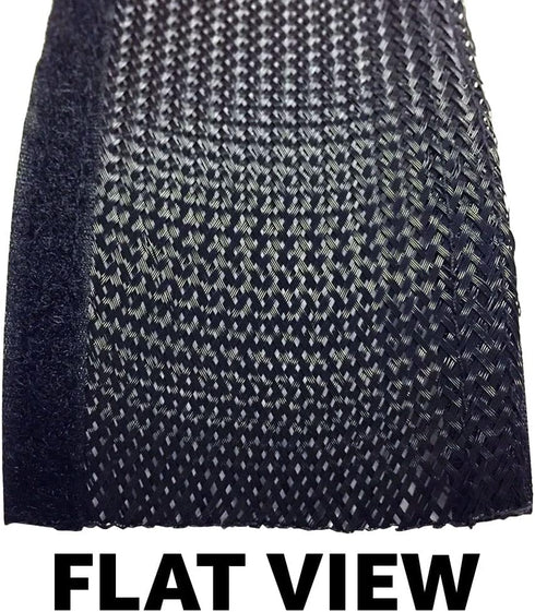 Electriduct 2" Side Entry Cable Wrap Braided Sleeving with Hook & Loop Fastener - 10 Feet, Black