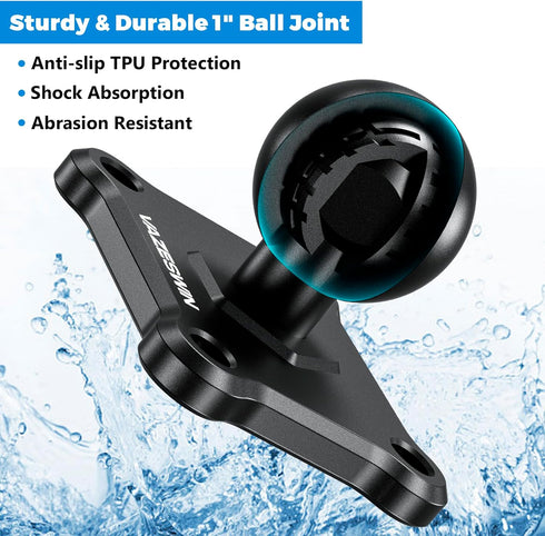 2 PCS 1" Ball Mount with Aluminum Alloy Square Plate, Universal Mounting Base for Garmin, Lowrance, Humminbird