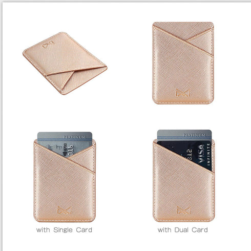 Phone Card Holder, Cell Phone Stick On Glitter PU Leather Sleeve, Credit for iPhone Samsung Most Smartphones
