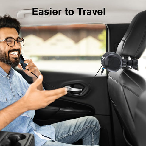 OHLPRO 2 in 1 Backseat Car Charging Station Box, 45W Fast Charge Multi Retractable Charger for iPhone/Samsung and
