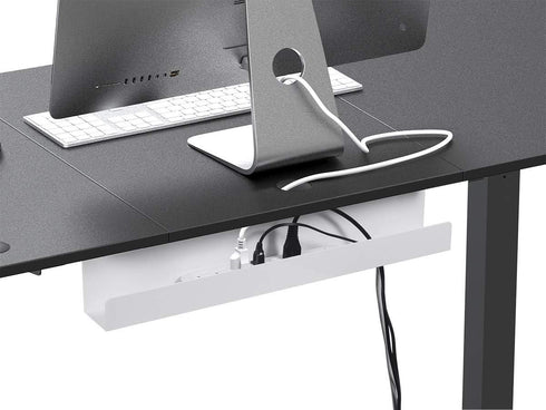 Monoprice Under Desk Cable Tray, Steel with Power Supply, Wire Management, Workstream Collection in White