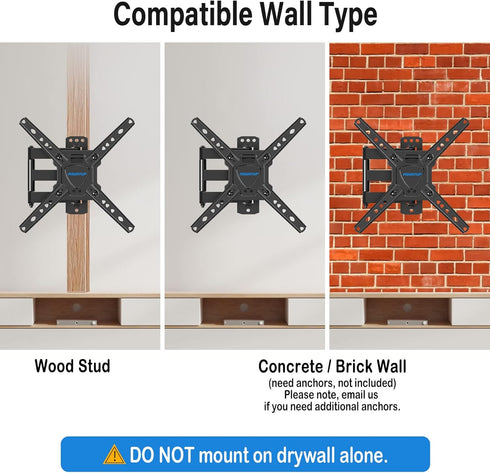 MOUNTUP Full Motion TV Wall Mount for Most 26-50 Inch TVs, Max VESA 300x300mm Wall Mount TV Bracket with Swivel Tilting