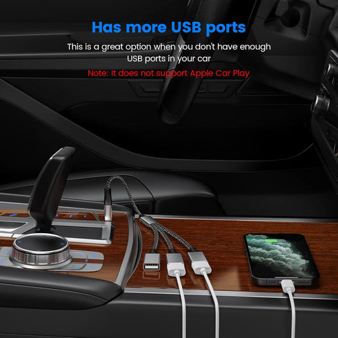 Portable 3 in 1 USB Splitter Cable, USB 2.0 Hub for Charging & Data Transfer, Compatible with Laptop & Mac.