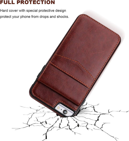 KIHUWEY iPhone 6 Plus/6S Plus Case Wallet with Credit Card Holder, Premium Leather Magnetic Clasp (Brown)
