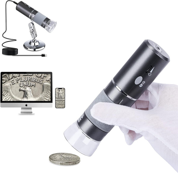 HD 4K 3840x2160P WiFi Digital Microscope Camera, Portable Handheld Microscope for iPhone, Android, Windows, Mac