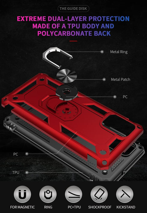 Military Grade Drop Impact Case for Samsung Galaxy A71 5G, Heavy Duty Shockproof Armor with 360° Rotating Ring (Silver)