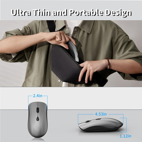 SHUNJINRUN 2400 2.4GHz Wireless Mouse for Chromebook, Laptop, PC, Macbook, Slim Portable Optical Computer Mouse