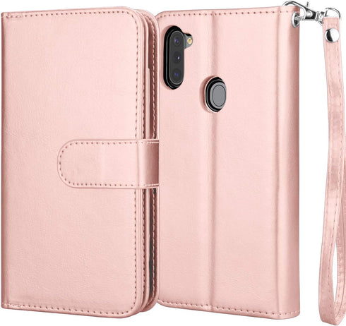 Njjex Galaxy A11 Case for Samsung Galaxy A11 - Wallet Case with 9 Card Slots, PU Leather, Detachable Kickstand