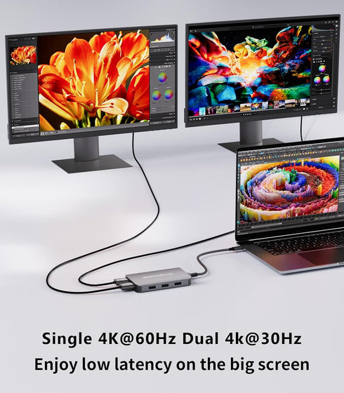 SWITCHFLUX Adapter,6 1 4K 2HDMI,3USB Port,100WPD USB C Docking Station Dual Monitors in USB C Hub for Dual HDMI