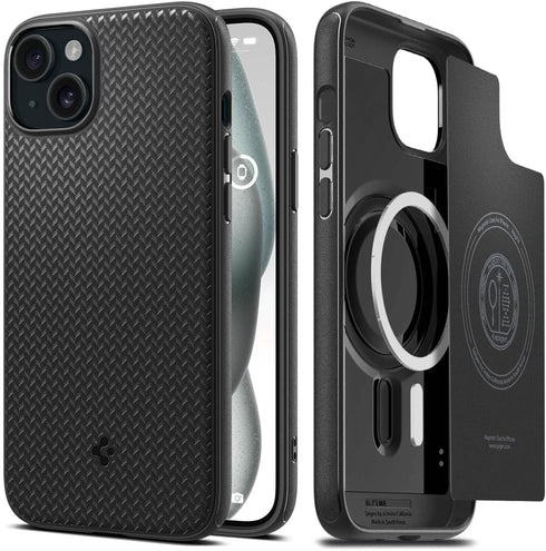 Spigen MagFit Mag Armor Case for iPhone 15 - Military-Grade Protection, MagSafe Compatible, Matte Black (2023)