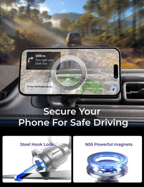 LISEN for Purple Magsafe 3 Accessories, 360° Rotation Hands-Free Accessories for Your Car, Compatible with iPhone 15,