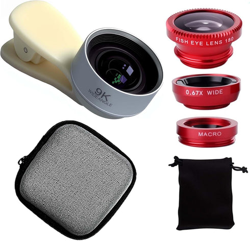 Generic Wide-Angle Macro Fish-Eye Camera Lens Kit, for Smart Phones, Tablet Computers, ipad