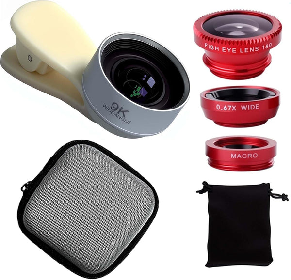 Generic Wide-Angle Macro Fish-Eye Camera Lens Kit, for Smart Phones, Tablet Computers, ipad