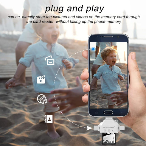 SUNTRSI 4 1 SD/Micro SD Card Reader for iPhone/ipad/Android/Mac/Computer/Camera,Portable Memory Card Reader in Micro SD