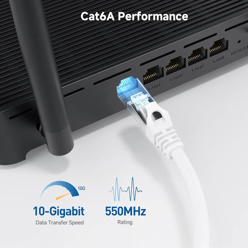 10Gbps 6A 50ft, 6A Cat6A Cable Matters Snagless Shielded Cat Ethernet Cable - Cat Cable, Cord, Ethernet Cord, White