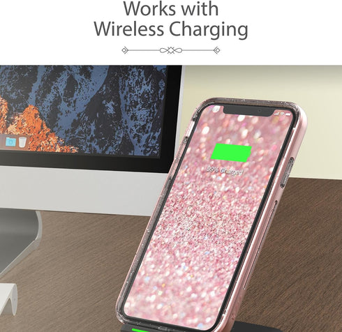 VENA vLove Glitter Clear Case - Rose Gold Compatible with Apple iPhone 11 Pro Max (6.5"-inch 2019)