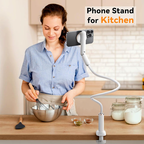 nediea 900 17 Magnetic Gooseneck Phone Holder for Bed, Flexible Long Arm Cell Phone Stand with Clamp Mount, Rotation