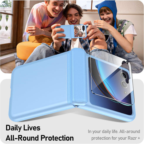 Shop Motorola Razr Plus Case 2023 - Ultra Thin Matte PC, Built-in Screen Protector, Magnetic Hinge Protection (Sky Blue)