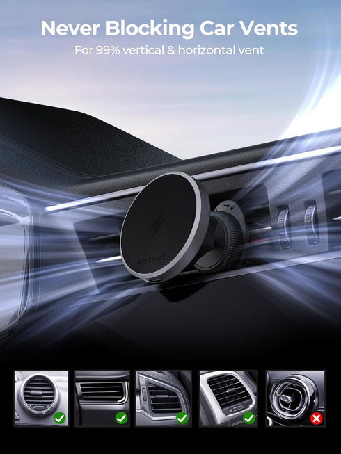 for MagSafe Car Mount Charger - Qi2 Certified 15W Ultra-Fast Magnetic Wireless Car Charger, Compatible with MagSafe Car