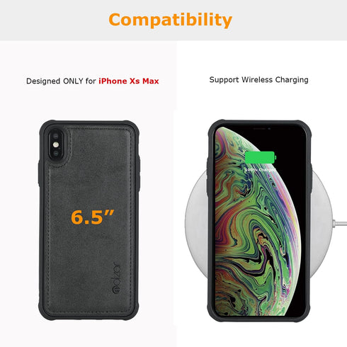 molzar MAG Series Case for iPhone Xs Max, Built-in Metal Plate for Magnetic Mount, Black