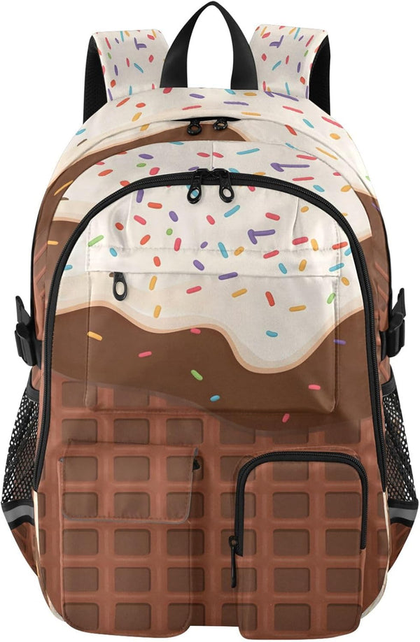 ALAZA School Backpack for Teen Girls Boys Ice Cream Chocolate Waffle Kids