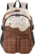 ALAZA School Backpack for Teen Girls Boys Ice Cream Chocolate Waffle Kids