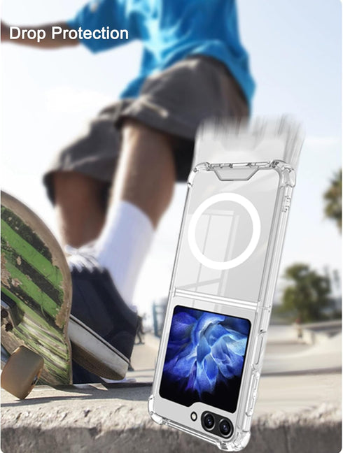 Clear Magnetic Case for Samsung Galaxy Z Flip 6, Slim Shockproof Anti-Yellow Transparent Phone Cover for Men and Women