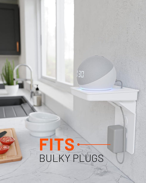 ECHOGEAR Outlet Shelf for Decora/GFCI Outlets - Next-Gen Design with Built-in Cord Storage for Bulky Plugs