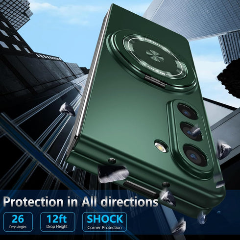 Magnetic Case for Galaxy Z Fold 3 5G, Lightweight, Slim Fit Drop Protection, Shockproof Cover, Dark Green