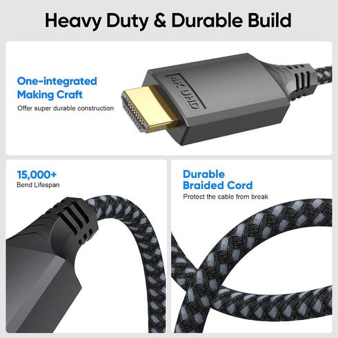 6ft, 4K 1/2 4K@30Hz 1080P Mini DisplayPort to HDMI Cable Thunderbolt (Mini DP) to HDMI Braided Cord for MacBook Air/Pro