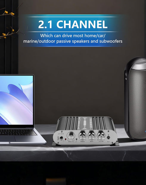 2.1 20Wx2+40W DC12V 3A CERRXIAN Mini Stereo Audio Subwoofer Amplifier, Channel HiFi AMP Board AUX/RCA Input Home Audio