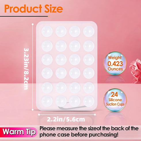 sicitu 2Pcs Suction Phone Case Mount, Silicone Phone Suction Grip Compatible with iPhone and Android Cases, Anti-Slip