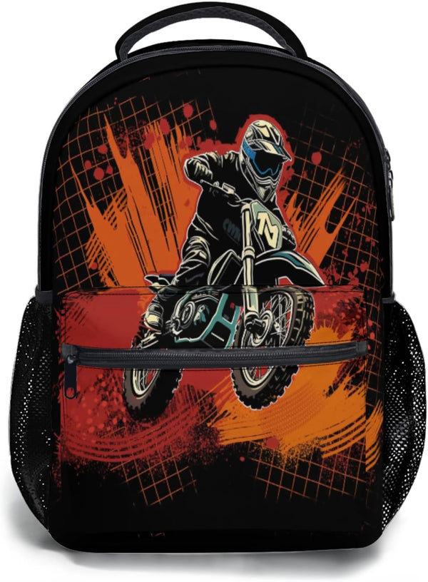 Kawani Motorcycle Graffiti College Bookbags, Dirt Bike Pattern School Backpack for Girls, Women, Teens