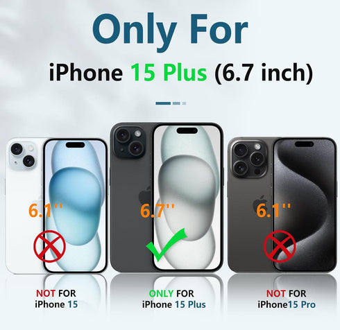 FNTCASE for iPhone 15 Plus Case: Heavy Duty Shockproof Cover with Kickstand | Rugged Military Grade Drop Proof Protection Matte Textured TPU Protective Sturdy Phone Shell Blue