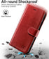 OCASE Phone X Wallet Case - Red, Leather Flip Wallet Cover with Card Slot, Kickstand, Wireless Charging, Phone 10 Case